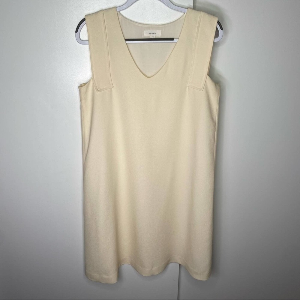 Sita Murt Anthropologie V Neck Thick Strap Lined Pullover Sheath Dress Cream 40